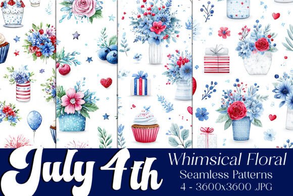 4th of July Floral Seamless Pattern, S3: A Versatile Design Asset for Creative Projects