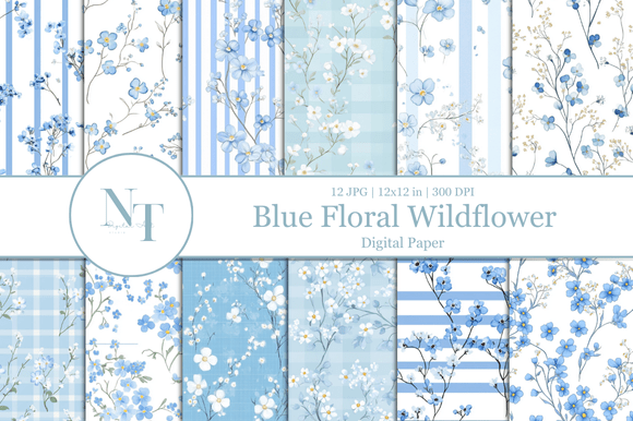 Blue Floral Wildflower Digital Paper: A Versatile Addition to Your Creative Projects