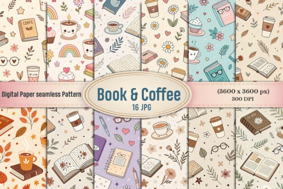 Book Coffee Seamless Pattern Bundle: A Creative Resource for Designers and Enthusiasts