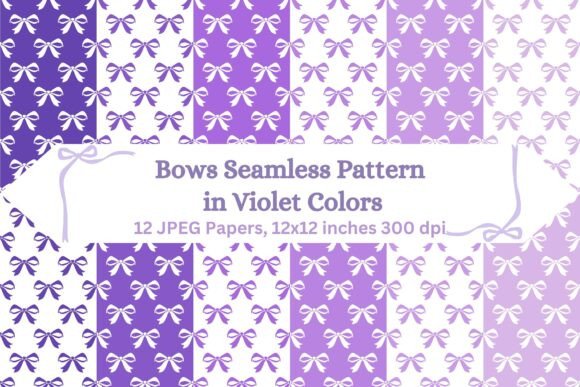 Bows Seamless Pattern in Violet Colors