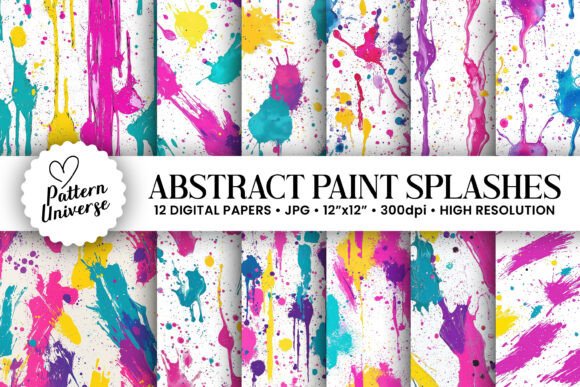 Bstract Paint Splashes Digital Papers: A Creative Resource for Craft Enthusiasts