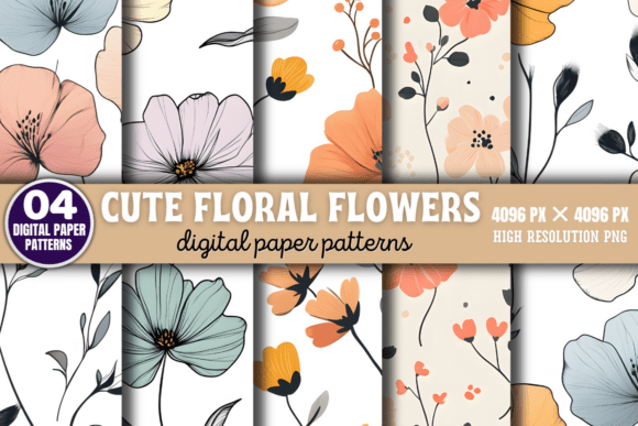 Cute Floral Flowers Digital Pattern 8