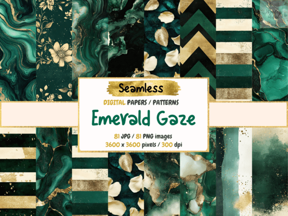 Emerald Gaze Seamless Digital Papers