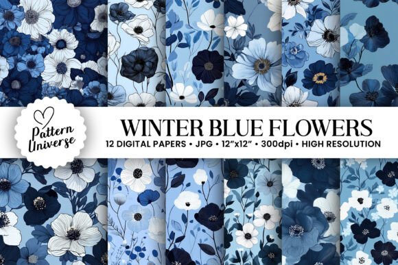 Exploring the Versatility of Blue Winter Flower Digital Papers