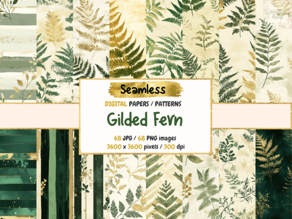 Gilded Fern Seamless Digital Papers