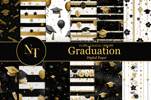 Gold Graduation Digital Paper: Elevate Your Creative Projects with Elegance