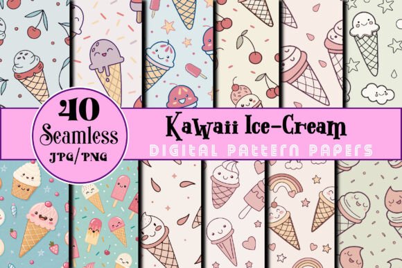Kawaii Ice-Cream Pattern Background: A Sweet Addition to Your Creative Projects