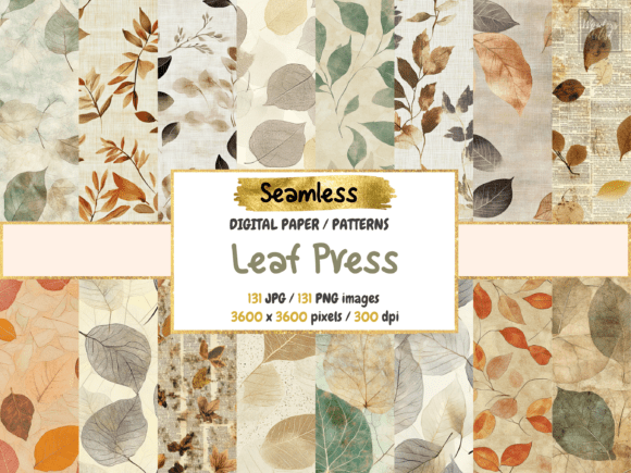 Leaf Press Seamless Digital Paper: Bringing Nature’s Beauty to Your Creative Projects
