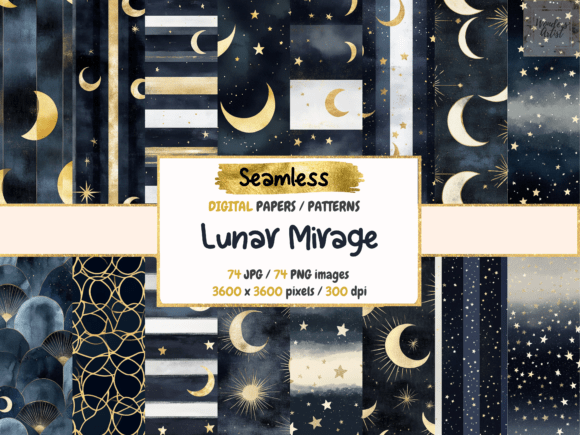 Lunar Mirage Seamless Digital Papers