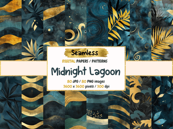 Midnight Lagoon Seamless Digital Papers