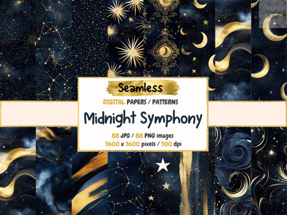 Midnight Symphony Seamless Digital Paper: Elevate Your Creative Projects with Elegance and Style