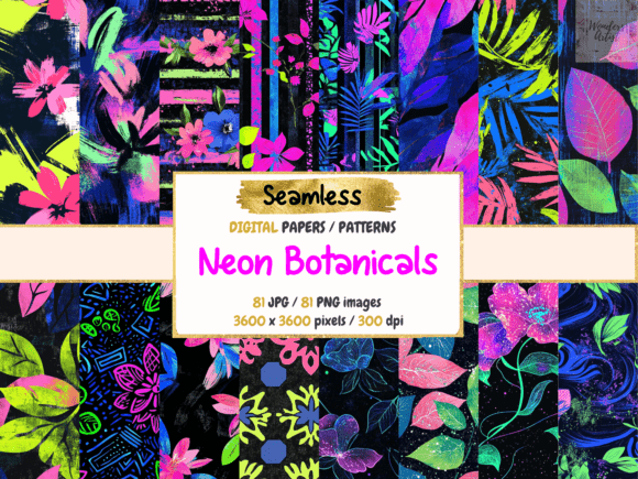 Neon Botanicals Seamless Digital Paper: A Creative Powerhouse for Modern Designers