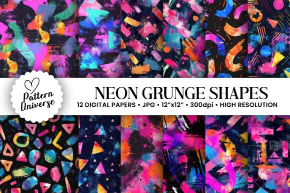 Neon Grunge Shapes Digital Papers: A Strategic Tool for Creative Expression and Professional Projects