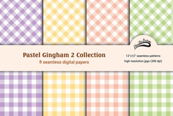 Pastel Gingham Digital Paper Bundle Pack