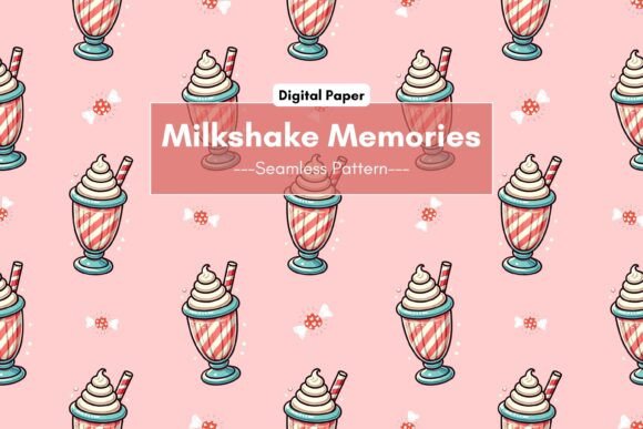 Pink Milkshake Ice Cream Digital Paper