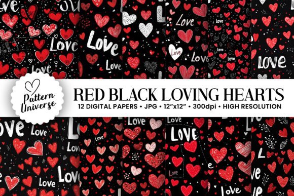 Red Black Love Digital Papers: A Creative Resource for Every Project