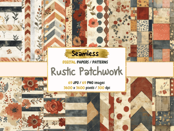 Rustic Patchwork Seamless Digital Papers
