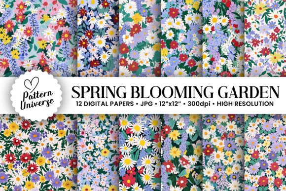 Spring Blooming Garden Digital Papers: A Creative Resource for Craft Enthusiasts