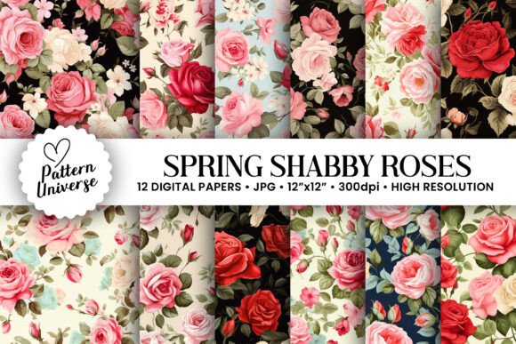 Spring Shabby Roses Digital Papers: A Versatile Collection for Creative Projects