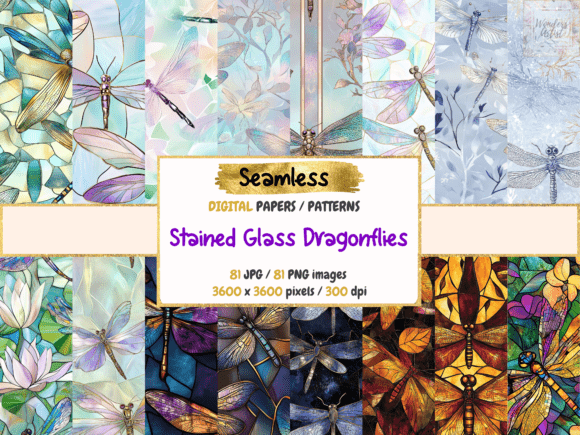 Stained Glass Dragonflies Seamless Paper: A Creative Resource for Artists and Designers