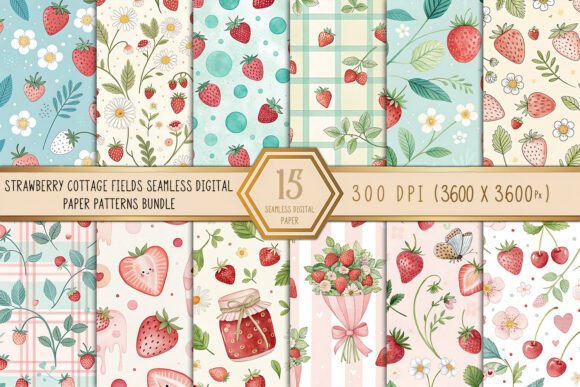 Strawberry Cottage Fields Seamless
