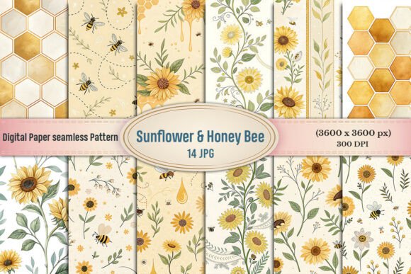 Sunflower Honey Bee Digital Paper Bund: A Versatile Design Resource