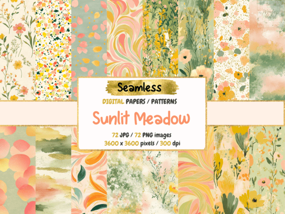 Sunlit Meadow Seamless Digital Papers