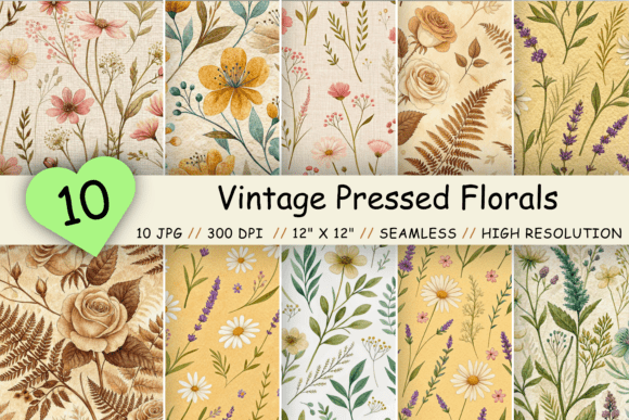 Vintage Pressed Florals Seamless Pattern: A Timeless Addition to Digital Design