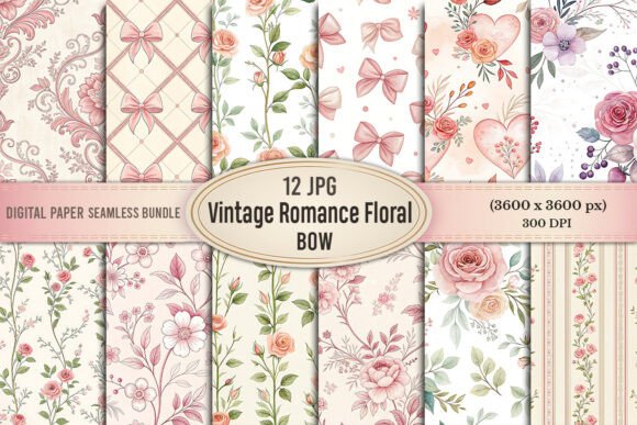 Vintage Romance Floral Bow Bundle: A Versatile Digital Resource for Creatives and Entrepreneurs