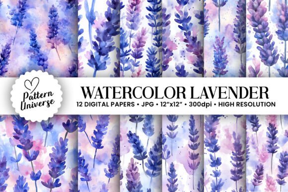 Watercolor Lavender Floral Digital Paper: A Versatile Design Resource for Creative Projects
