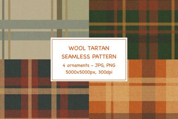 Wool Tartan Plaid Pattern 4 Pack PNG JPG