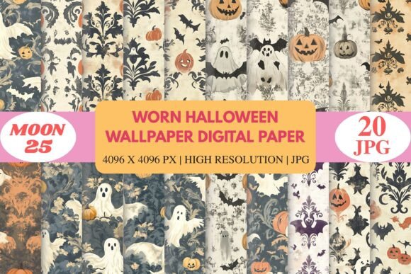 Worn Halloween Wallpaper Digital Paper: Embrace the Spooky Vintage Charm
